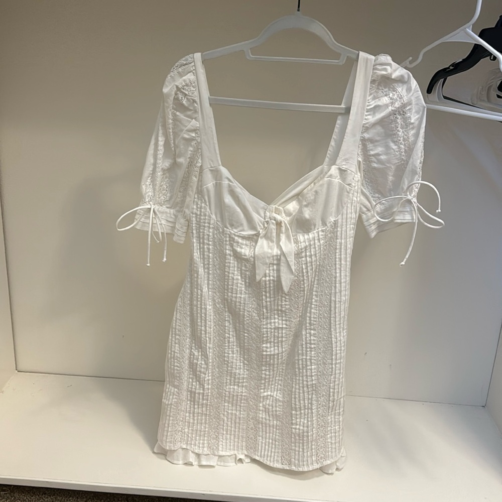 For Love & Lemons white puff sleeve dress